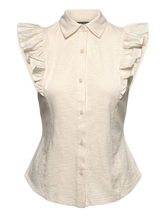 Lauren Ralph Lauren | Ruffle-Trim Jersey Sleeveless Shirt | L