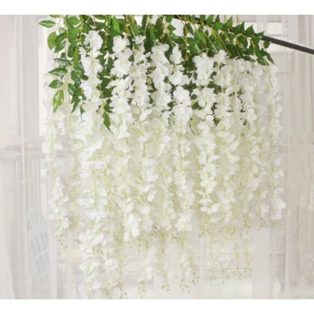 Hvid 12-pak kunstig wisteria rattan falsk wisteria hængende F