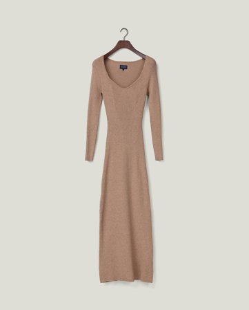 Lexington Rib knitted lyocell blend maxi dress, light brown