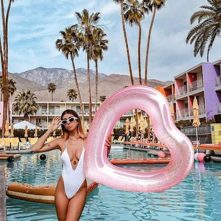 Sequin Hjerteformet Oppustelig Ring (120cm OD), Oppustelig Pool Float, Pool Party Legetøj, Sjov Flyder til Voksne