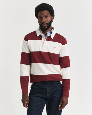 GANT Herren Heavy Rugger mit Blockstreifen (S) Rot