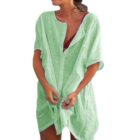 Sommar Bomull Dam Midiklänning Vit Oversize Stor Storlek 8xl Ca