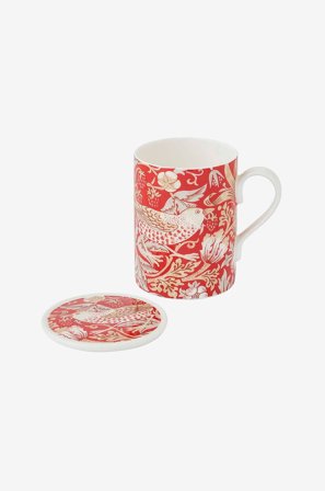 Spode - Krus & underlagssæt Morris & Co Strawberry Thief Indian Red - Rød - Kopper & krus - Fra Homeroom