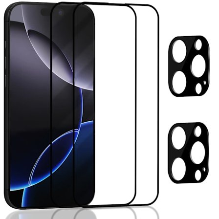 2-Pack Iphone 16 Pro Skärmskydd & 2-Pack linsskydd - Härdat Glas 9H - Super kvalitet 3D
