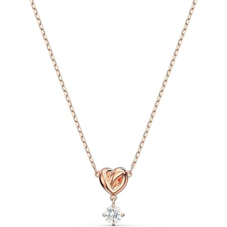 Högkvalitativt vridbart kärlekshänge med runda diamanter, halsband för kvinnor, Swarovski Element kristallklavbenskedja