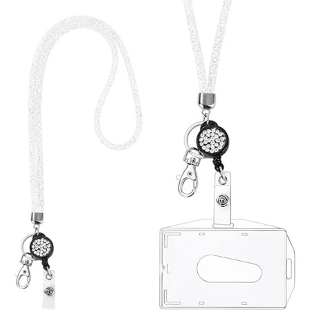 Kortholder med Lanyard, Krystall Lanyard med Transparent ID-kortholder, Lanyard og Badgeholdersett, Nøkkelring Badgeholdere og Halsbånd for Nøkler