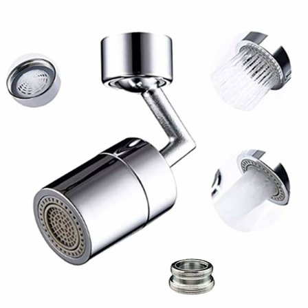 Universal Anti-Splash Hanefilter, 720° Drejeligt Sprøjtehoved i Holdbart Kobber og ABS, Anti-Splash, Oxygenberiget Skum, 4-lags Netfilter