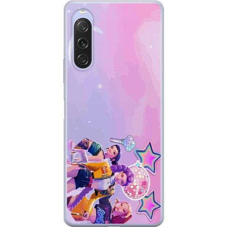 Yhteensopiva Puhelinkuori Sony Xperia 10 V Tulevaisuuden popikoni neonvärien, diskoelementtien, tähtien ja pastellivärisen avaruustaivaan kera.