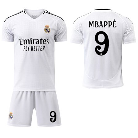 24-25 Real Madrid Hjemme Børne Voksen Fodboldtrøje Jersey Nr.9 Mbappé Ingen sokker