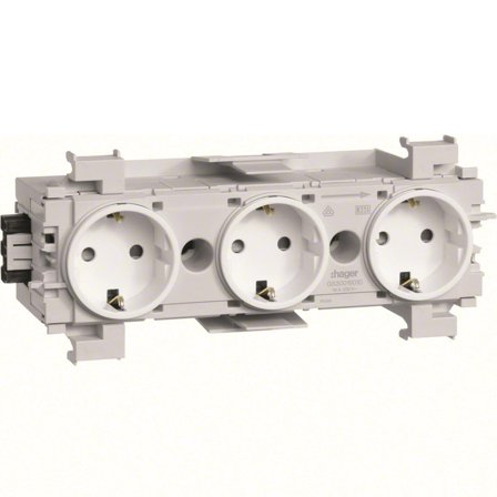 Hager GS30019016 Uttag 3-vägs, jordad, Strömbrytare & vägguttag