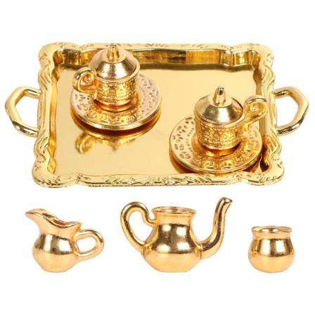 1 Sæt Alloy Mini Scene Model Miniature Teudstyr Kit Skrivebords Ornament Dukkehuss Tilbehør (gylden)Gol Golden 5X6.5cm