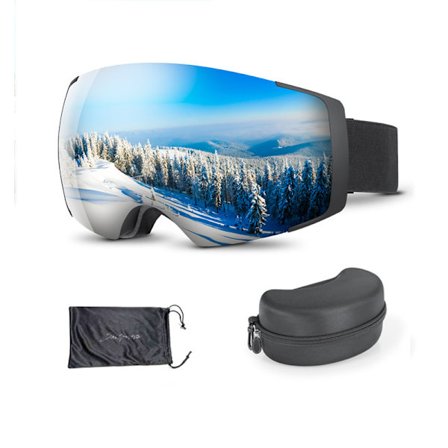 Ski Goggles PRO - Ramlös, utbytbar lins 100 % UV400-skydd Snöglasögon för män och kvinnor