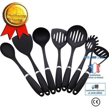 Köksredskapsset - TD - 7 verktyg - Värmetåliga - Svart - Hög kvalitet