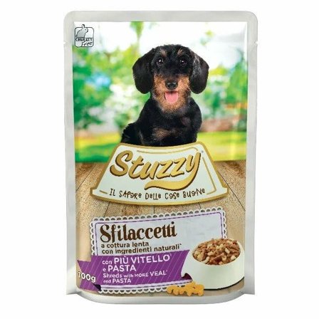 Stuzzy Sfilaccetti Con Vitello/Pasta Per Cani Adulti Bustina 100g