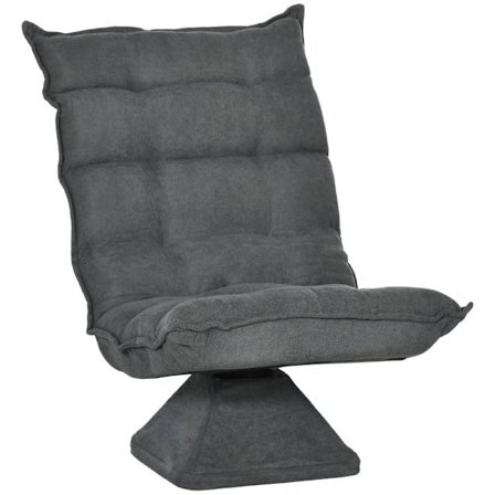 Rootz Golvsoffa - Fåtölj - Lässtol - Swivel Linen Look - Grå - 62cm x 70cm x 95cm