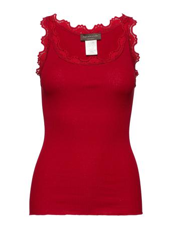 Silk Top W/ Lace T-shirts & Tops Sleeveless Rød Rosemunde