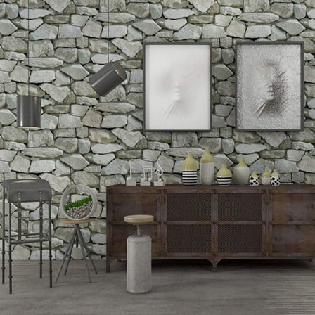 PVC Retro 3D Tapet Sten Fashion Retro Vintage Nostalgisk Tapet 53cm(B)*9.5m(L) 3D Tapet Restaurang,Cyan