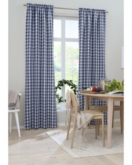 Kanalengde garnfarget rute Majvi 2-pk Blå - 95x240 cm - Linea