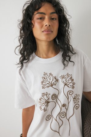 NA-KD T-shirt oversize brodé à encolure ronde - - Blanc - L (EU 42-44)