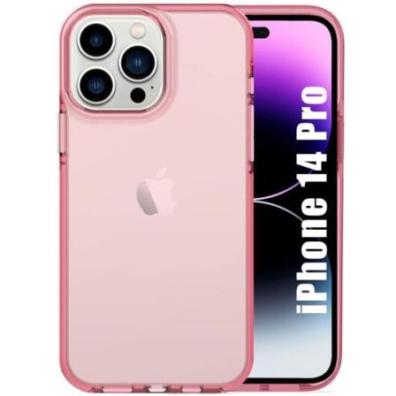 Cover til iPhone 14 Pro Stødsikker, semi-gennemsigtig blød TPU Pink Rosa