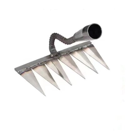 Metaltagrive til havearbejde og lugning - 23x13 cm, robuste sølvtænder