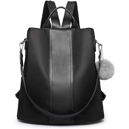 Rygsække til damer, mode taske, skuldertasker med afslappet tyverisikringsfunktion (sort)