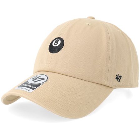 47 Brand - Beige unconstructed Keps - Base Runner Clean Up Cap-8-Ball-Khaki Dad Cap @ Hatstore
