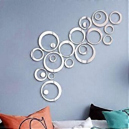 Kreative mønstersirkel takspeil, flyttbart veggdekal speil med slitesterkt akrylmateriale, hjemmeinnredning for glatte, rene overflater, lettvekt