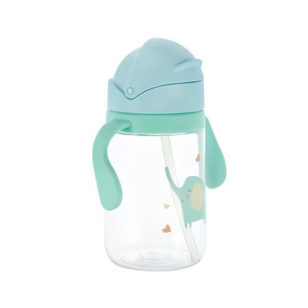 Baby Handtag Halm Drickkopp 420ml Anti-Drop Vattenflaska (Ljusgrön)