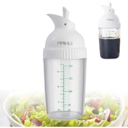 Universal manuel salatdressing shaker, 200 ml, til saucer, lækagesikker blandingsbeholder, salatgadget