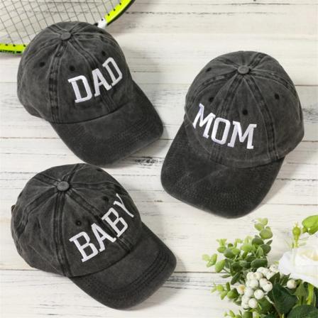 Familj matchande brev broderad cap Dark Grey Kids Women Men