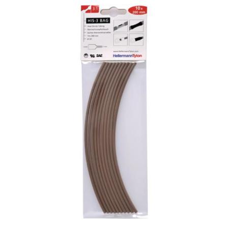 Hellermann Tyton HIS-3 Bag 3/1 Krympeslange 3/1 x 200 mm, 10-pakning Brun, Installasjonsmaterial