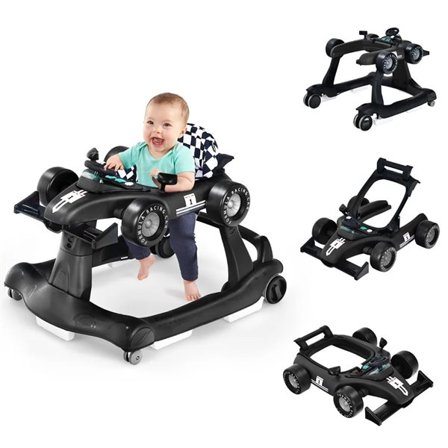 4-i-1 gåstol 6–18 måneder – svart racerbil