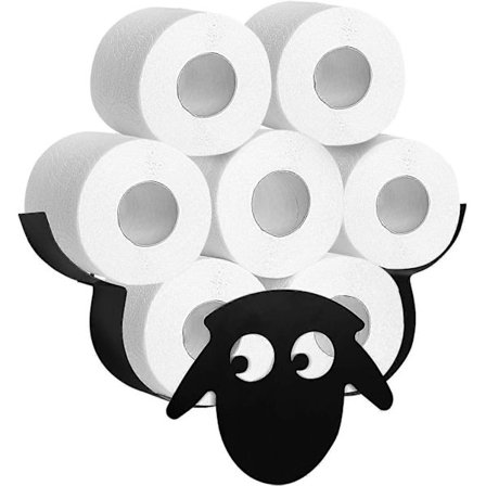 Trintion Fåre Toiletpapirholder Sort Toiletpapirholder Vægmonteret til Badeværelse Metal Toiletpapir Opbevaring Holder Op Til 7 Ruller 