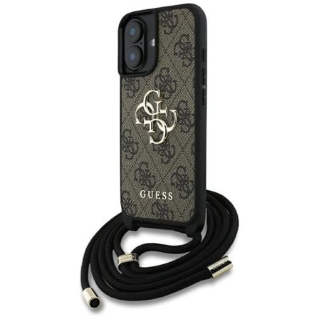 Guess 4G Big Logo Cord Stap Crossbody-etui med stor logo for iPhone 16 Plus Brown