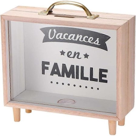 Sparebøsse, Treramme, Klart Glass, Boks, Sparebøsse for Familie Dype Mynter Bokser, Barn