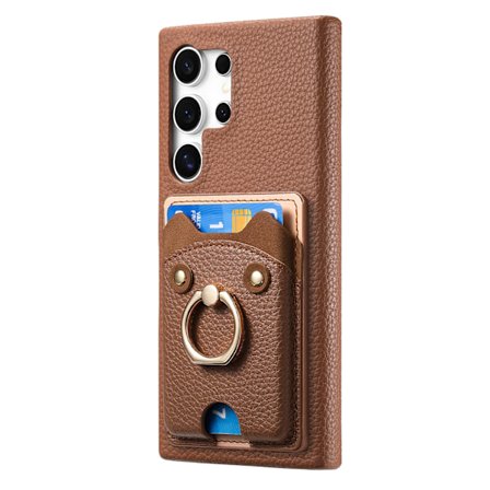 Etui til Samsung Galaxy S25 Edge, med støtte, fallbeskyttelse (brun)