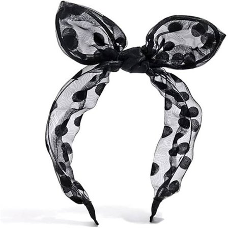 Smykker koreansk hodeplagg hårnål mesh prikkete pannebånd søt sløyfe trykk hår pannebånd hår tilbehør dame (farge: A, størrelse