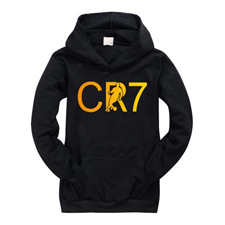 Cristiano Ronaldo Cr7 Hoodie Kostymer Barn Fotballgensere Barn Gaver Svart