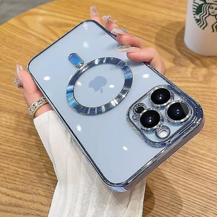 Klart Magsafe- case kompatibelt med Iphone 15 Pro Max, mjukt Tpu-stötsäkert cover med kameralinsskydd