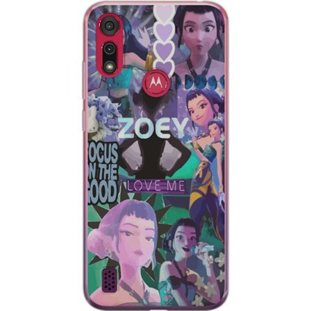 Kompatibelt Mobildeksel til Motorola Motorola Moto E6s (2020) Kpop Demon Hunters Zoey Fokus på det gode Love Me Purple Fantasy Art