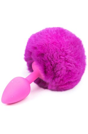 Purple Faux Fur Rabbit Tail With Silicone Plug S - Woome.pl