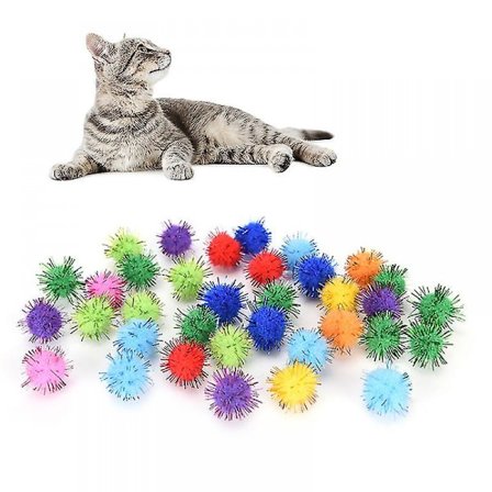 100 kpl Glitter Tinsel Pompom Pallot Pienet Pompom Pallot Kissan Pennun Lelut Lemmikkitarvikkeet(yh)