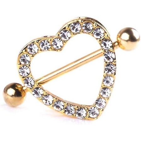 1 st Två Lager Bröstvårtspiercing Sexiga Dambröst Kvinnors Hjärta Strass Glänsande Mode Smycken Guldkanter Remsor