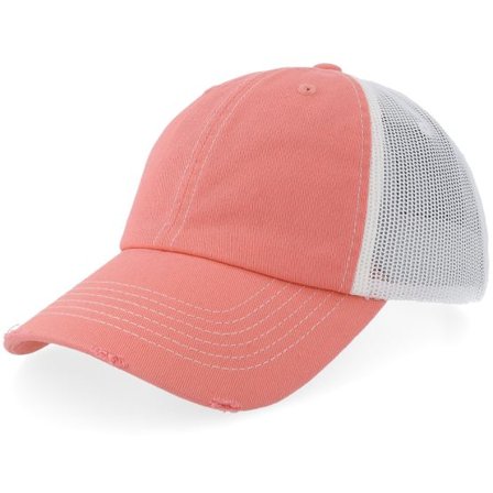 Equip - Rosa trucker Keps - Distressed Coral/Off White Washed Dad Cap Trucker @ Hatstore