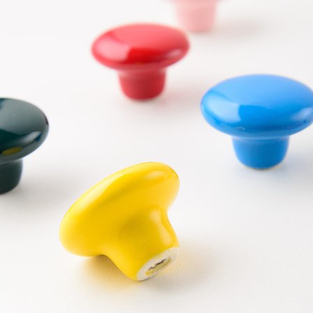 5 st färgglada skåpdörrknoppar, 38 mm runda keramiska låddragare