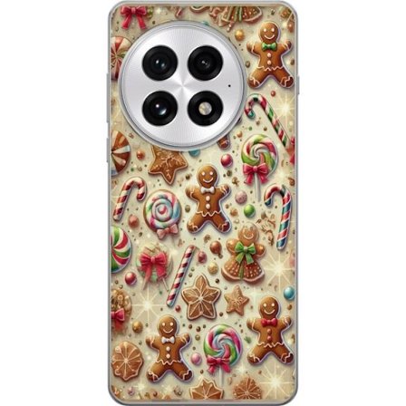 Kompatibelt Mobildeksel til OnePlus 13 Julmotiv med pepperkaker, polkagriser og fargerike julegodteri