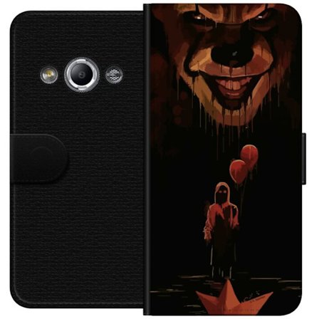 Kompatibelt Lommeboketui til Samsung Galaxy Xcover 3 Mørk skrekkillustrasjon inspirert av ond klovn og røde ballonger, dramatisk skrekkkunst i svart