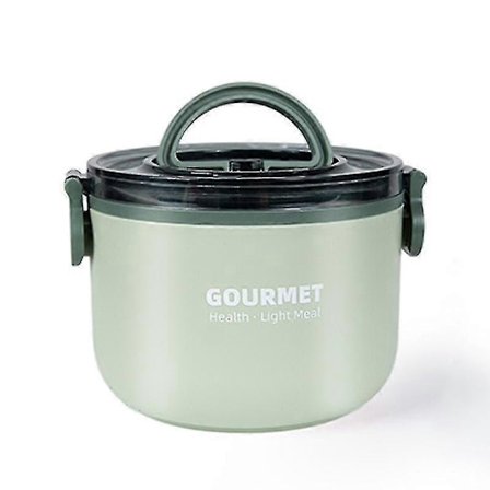 304 Rostfritt Stål Rund Isolerad Matlåda, Varm Matbehållare Termos, Grön 1000ml