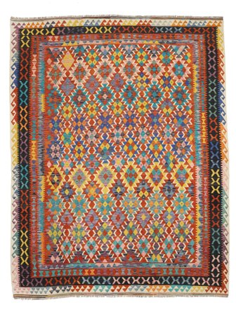 299X385 Tappeto Orientale Kilim Afghan Old Style Marrone/Rosso Scuro Grandi (Lana, Afghanistan)